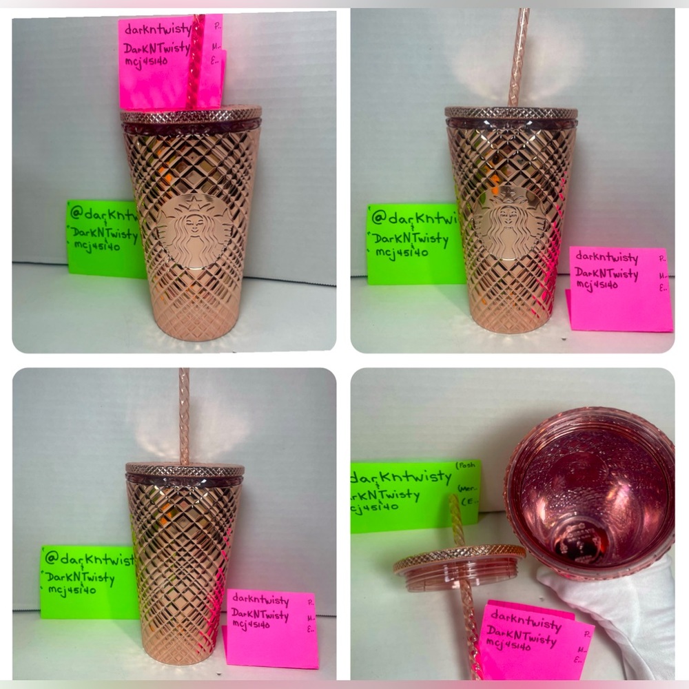 BNWT 1 STARBUCKS 2023 ROSE GOLD JEWELED 16 OZ TUMBLER COLD CUP - Picture 14 of 15
